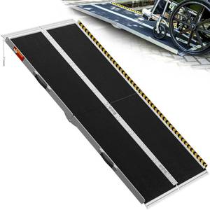 lot 5277 image: VNN Portable Wheelchair Ramp 6FT, Seamless Non-Slip Aluminum Ramps for Wheelchairs for Home, Handicap Wheelchair Ramps for Home Steps, Aluminum Loading Dock Plates, Doorways - Retail $250