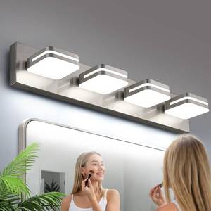 lot 5288 image: 360° Rotate LED Dimmable Bathroom Vanity Light Fixtures, 1600LM Acrylic Brushed Nickel Vanity Lights for Bathroom, Modern Wall Lighting Fixtures Over Mirror Kitchen Hallway (Natural White Light 5000K) - Retail $80