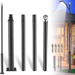 lot 5290 image: UNDADE Street Light Pole 13Ft, Outdoor Solar Street Lamp Post with Base,Sub-Assembly of Street Light Poles for Backyard, Street, Patio,Park,Parking,Walkway (13FT Black 11476mm) - Retail $116