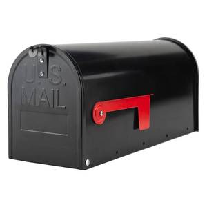 lot 5293 image: RAINHOL Black Metal Mailboxes for Outside Post Mount, Standard Mail Box, Galvanized Steel Heavy Duty Mailbox, Medium Capacity, 19 x 8.7 x 6.7 inches - Retail $56