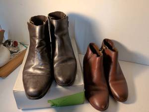 lot 20 image: Womens Leather Ankle Boots Bundle - Black and Brown Size 9