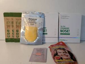 lot 35 image: Mixed Skincare Bundle - Face Masks, Cleansing Pads, and Nose Patches