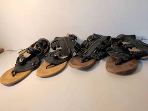 lot 41 image: Black Leather Braided Gladiator Sandals with Buckle Straps