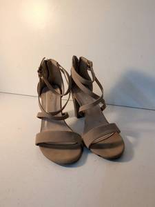 lot 42 image: Top Moda Beige Strappy Block Heel Sandals Size 8