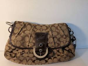 Coach Signature Canvas Shoulder Bag with Leather Trim