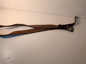 lot 52 image: Tooled Leather Belt with Decorative Metal Buckle