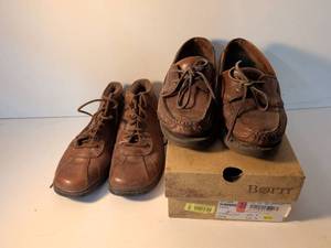 lot 64 image: Born Brown Leather Shoes Mixed Lot - Boat Shoes and Lace-Up Oxfords size 8