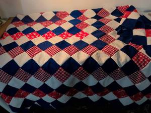 lot 68 image: Red White Blue Patchwork Quilt