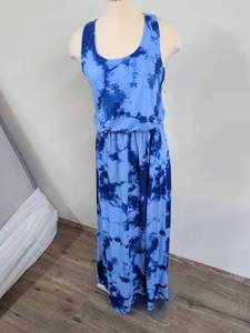 Faded Glory Blue Tie Dye Sleeveless Maxi Dress Size Medium