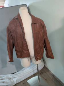 lot 127 image: Lambskin Brown Leather Bomber Jacket with Zipper