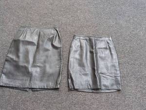 lot 129 image: Set of Two Designer Leather Mini Skirts - Hugo Buscati & Croft & Barrow