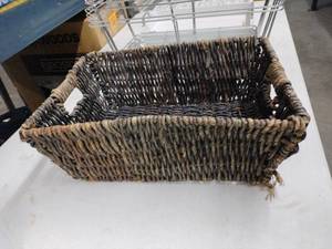 lot 20407 image: Woven Wicker Storage Basket with Rope Handles