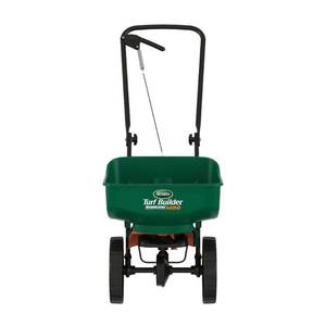 lot 20449 image: Scotts Turf Builder EdgeGuard Mini Broadcast Spreader for Grass Seed  Fertilizer  Salt  Ice Melt