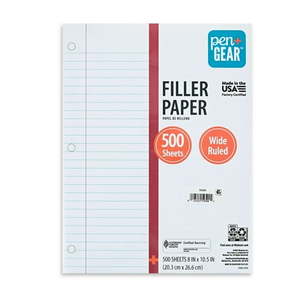 lot 20496 image: PenGear Wide Ruled 8  x 10.5  Filler Paper  500 Sheets