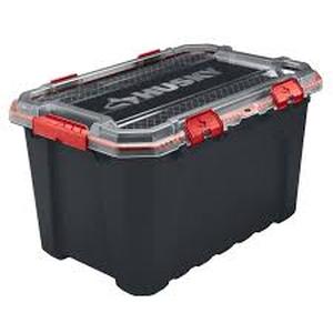 lot 20437 image: Husky 20 Gallon Professional-Duty Storage Container without Lid - Set of 2
