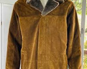 lot 20479 image: Charles Klein vintage brown suede leather jacket with a faux fur lining - s