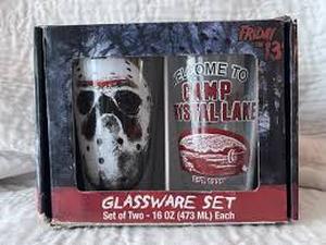 lot 20502 image: Friday the 13th Glassware Set - Set of 2 16 Oz