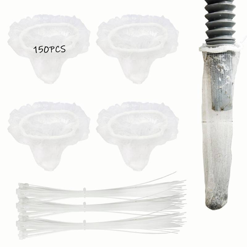 lot 16365 image: 150 Pack Lint Traps for Washing Machine Hose - Washer Hose Lint Catcher Laundry Hair Catcher Includes 150 Nylon Mesh Lint Traps and 150 Cable Ties Fits Most Washing Machine (Disposable) - Retail $15
