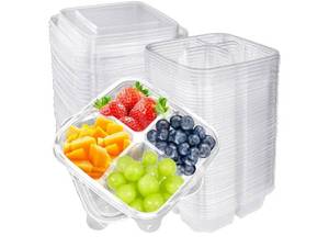 lot 27252 image: 50 Pcs Bento Snack Food Containers,4 Compartment Lunchable Container with Lids, Divided Food Storage Containers For Travel Work School - Retail $24