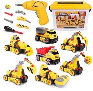 lot 27269 image: 7 in 1 Take Apart Toys with Electric Drill Take Apart Truck Toys Construction Set DIY Engineering Building Toy Push Go STEM Toy Gift for Boys Toys - Retail $33