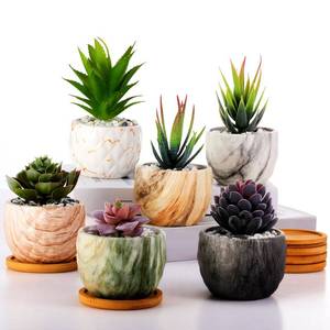 lot 27271 image: Marbling Ceramic Flower Pot 3.35 Inch Succulent Small Plant Cactus Herbs Planter Ceramic Pot with Drainage Hole Matte Round Container(6 Pcs, Elegance Style) - Retail $26