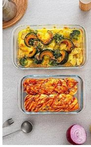 lot 27279 image: 2 Pack High Borosilicate Glass Baking Dishes for Oven ,Rectangular Bakeware Sets, Deep Glass Casserole Dishes with Handle for Microwave, Oven, Baking, Meal Preparation - Retail $20