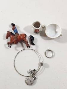 lot 263 image: Collectibles Lot with Bracelet and Miniature Tea Set