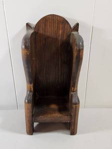 lot 266 image: Handcrafted Wooden High Back Miniature Chair