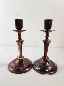 lot 292 image: Copper Colored Candle Holders Set of Two