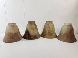 lot 296 image: Set of Four Glass Lamp Shades with Coffee Swirl Pattern