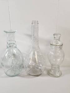 lot 306 image: Etched Glass Bottle and Jar Collection Set
