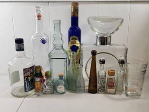 lot 307 image: Mixed Lot of Empty Tequila and Liquor Bottles Bar Decor