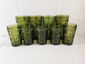 lot 309 image: Green Pressed Glass Tumbler Set