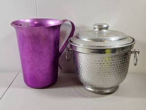 lot 322 image: Italy Ice Bucket and Purple Anodized Pitcher Set