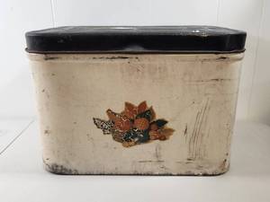 lot 327 image: Metal Bread Box with Floral Pattern