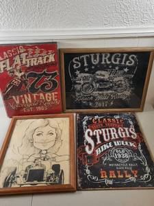lot 352 image: Motorcycle Rally and Racing Themed Wall Art Collection