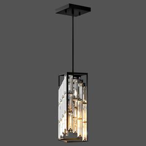lot 22260 image: Esfos Black Pendant Lights Kitchen Island 1 Pack, Mini Crystal Chandeliers, Modern Pendant Lights Ceiling Lighting Fixtures for Kitchen Island, Dinning Room, Bedroom - Retail $42