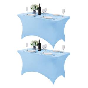 lot 22274 image: Hezuzo 2Pack Spandex Table Cover for 4FT or 6ft or 9ft Table Universal Fitted Stretch Tablecloth for Party, Banquet, Wedding and Events-Black - Retail $15