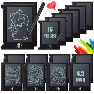 lot 22291 image: Nezyo 16 Pieces 4.5 Inch Mini LCD Writing Tablet for Kids Electronic Doodle Board Colorful Drawing Tablet Bulk Erasable Writing Pad Reusable Learning Gift for Girls Boys Party Favor(Black) - Retail $22