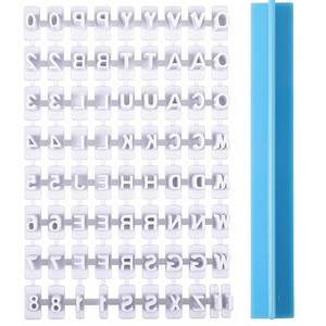 lot 42103 image: Clay Letter Stamps, 72 PCS Clay Stamps Letters Alphabet Stamp For Clay Alphabet Number Symbols Cookie Cutters Set Number Letter Stamp for Fondant Cake Cookie - Retail $6