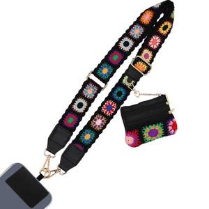 lot 42132 image: SCINYMC Phone Lanyard Crossbody with Zipper Pouch, Adjustable Phone Strap with Detachable WalletWrist, Holds Multiple Cards & Cash, Clip and Go Strap WomenTeacher Gift for All Phone, Embroidered - Retail $20