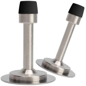 lot 42135 image: LemonHo No Need to DrillScrew in Wall Mounted Door Stopper, 3M Self Adhesive Tape Stainless Steel Doorstops, Rubber Bumper Tip, Pack of 2 Wall Protector Bedroom Door Stops, 3 Inches Height, Silver - Retail $11