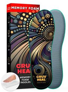 lot 42146 image: CRUVHEAL Memory Foam Shoe Inserts - for Men and Women - Extra Cushion Insoles - Soft and Comfortable (Men 9 - Women 10) - Retail $17