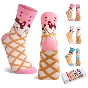 lot 42153 image: scenicamp 3 Pairs Ice Cream Socks Fun Colorful Patterned Socks Women Funny Food Crazy Sock Birthday Party Favors Gift - Retail $8