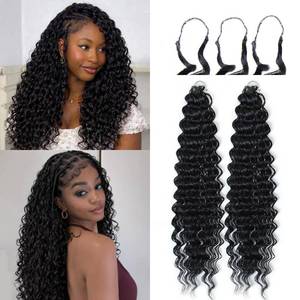 lot 42158 image: KRALER Feather Crochet Hair Extensions for Women 18 Inch 50 Strands Miracle Knots Feather Crochet Hair Pre-Separated Invisible Synthetic Curly Deep Wave Crochet Hair(50strands Natural Black)