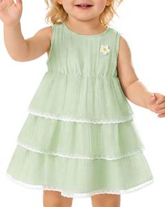 lot 42160 image: Coedody Toddler Girl Dress 2-3T Spring Summer Baby Girls Clothes Sleeveless Girls Casual Dress 2-3T Green - Retail $13