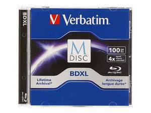 lot 42179 image: Verbatim M DISC BDXL 100GB 6X with Branded Surface Blank Blu-Ray Recordable Media 1pk Jewel Case - Retail $20