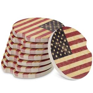 lot 42188 image: Boao 8 Packs USA Flag Car Cup Coasters Ceramic Car Coasters 2.56 Inch Stone Cupholder Absorbent Coaster Set for Drinks Cup(Red) - Retail $14