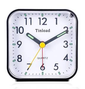 lot 42193 image: Tinload Small Battery Operated Analog Travel Alarm Clock Silent Non Ticking, Gentle Wake, Ascending Beep Sounds, Snooze,Lighted on Demand, Easy Set(Black) - Retail $10