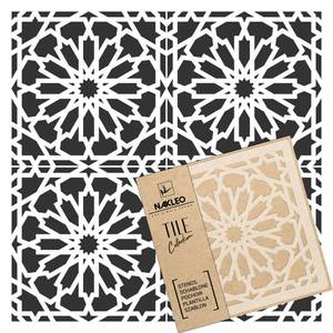 lot 42194 image: NAKLEO Vilar Tile Reusable Plastic Stencil - 10x10cm  3.9 x 3.9 - Spanish Moorish Star - Moroccan Geometric - Paver Block Concrete Floor Wall Painting Template Wood - Retail $13